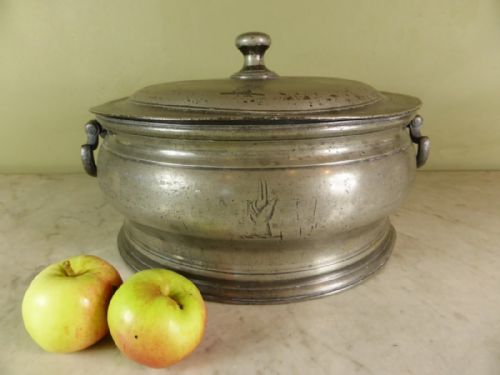 18th C Pewter Bowl & Cover