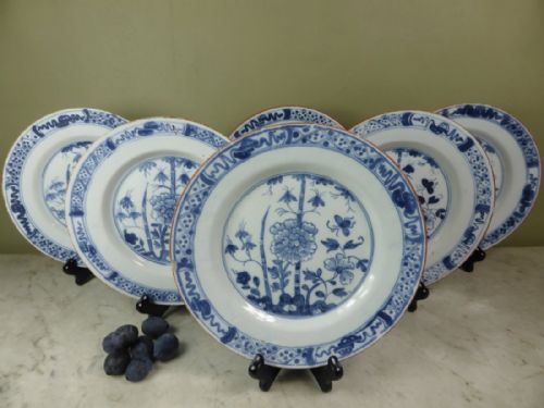 Set of Six 18th C Delft Plates
