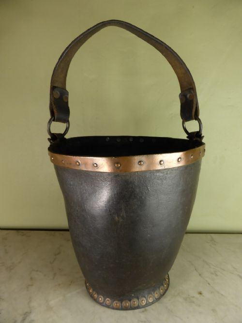 19th C Leather Bucket