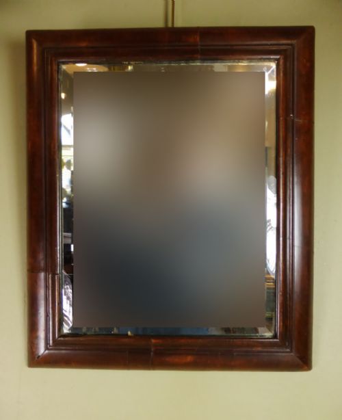 Early 18th C Walnut Cushion Frame Mirror