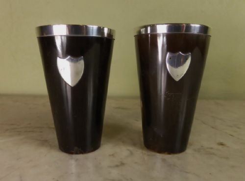 Pair of 19th C Horn Beakers