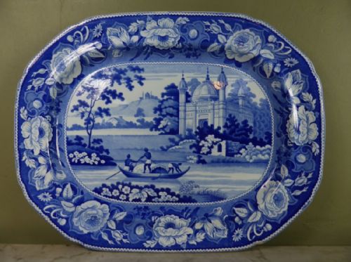 19th C Blue & White Meat Plate