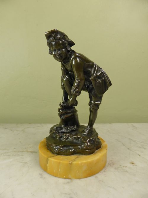 19th C Bronze Figure of a Boy Ice Skating