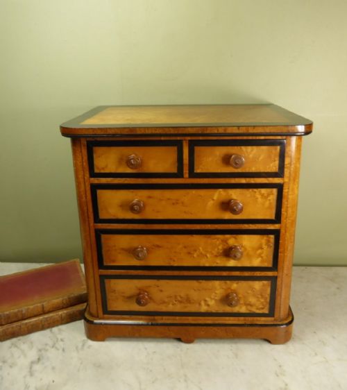 19th C Burr Maple Miniature Chest