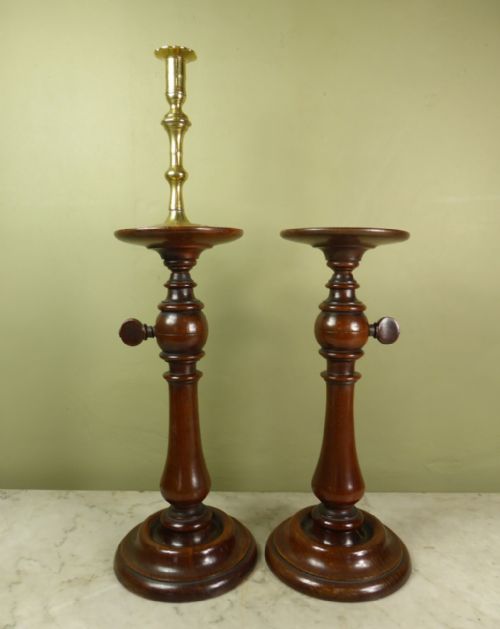 Pair of 19th C Mahogany Candle Stands