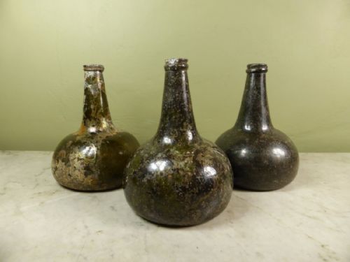 18th C Glass Onion Bottles