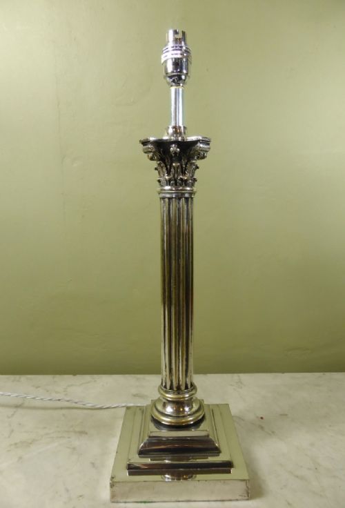 19th C Silver Plated Lamp Base