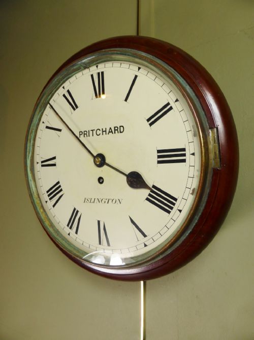 19th C Mahogany Fusee Wall Clock
