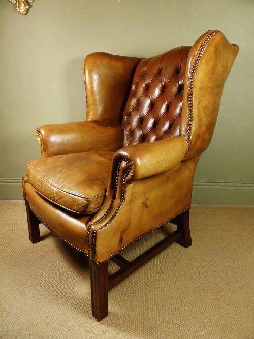 Mahgoany & Leather Wing Arm Chair