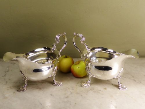 Pair of Heavy Weight Silver Sauce Boats