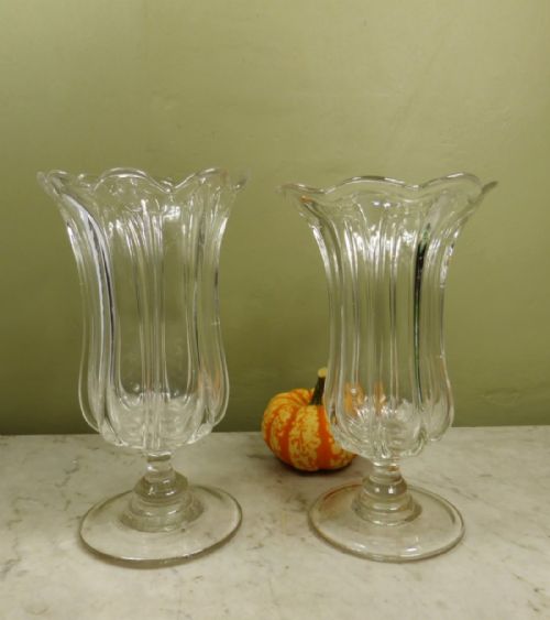 Two 19th C Glass Celery Vases