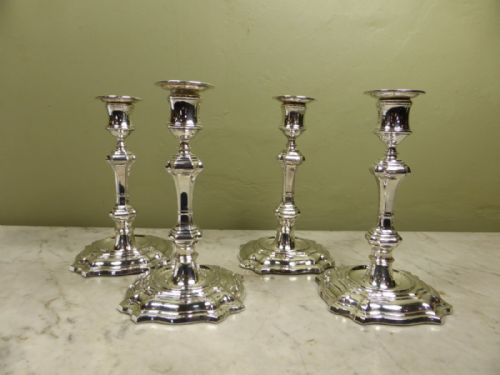 Set of Four Silver Candlesticks