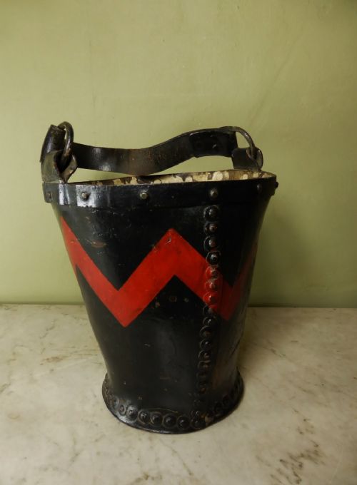 19th C Boiled Leather Bucket H.a.c.