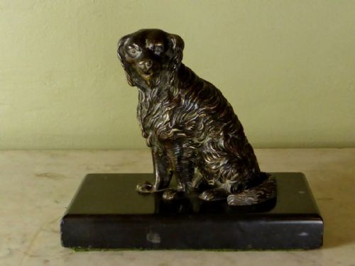 19th C Bronze Dog Card Holder