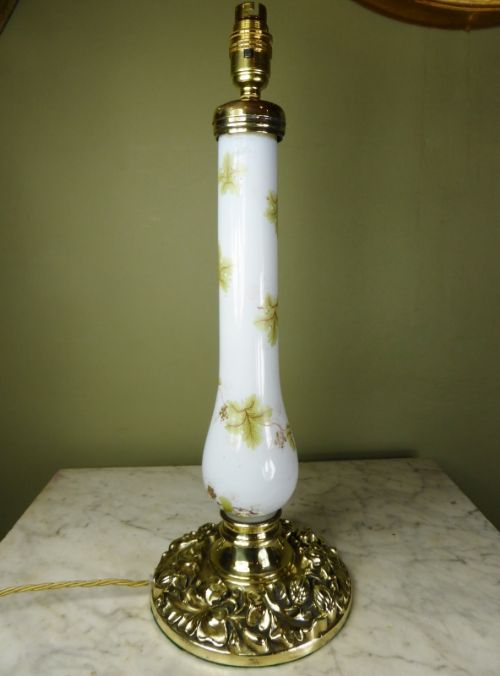 19th C Glass & Brass Lamp