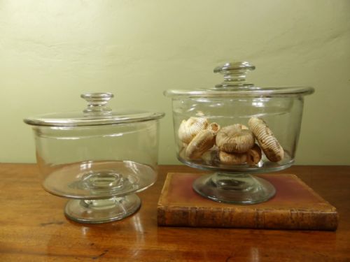 Two 19th C Glass Jars & Covers
