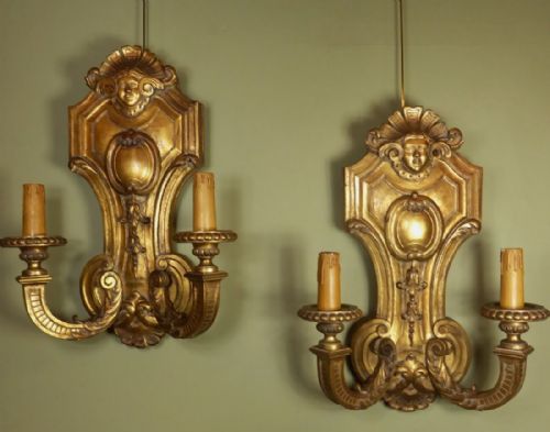 Pair of Gilt Wood Sconces