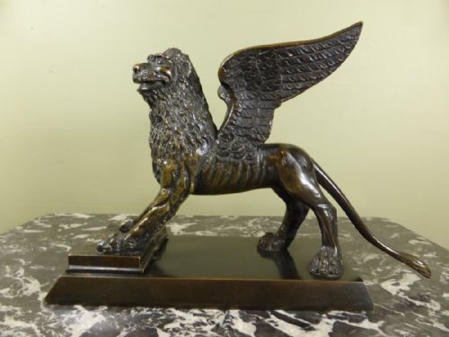19th C Bronze of St Marks Lion, Venice