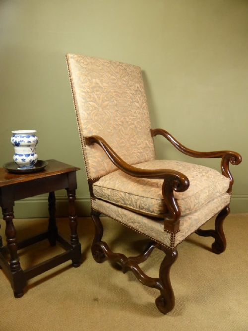 18th C Walnut Open Arm Chair