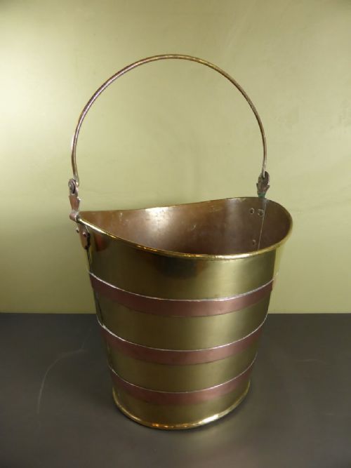 Early 19th C Brass & Copper Bucket