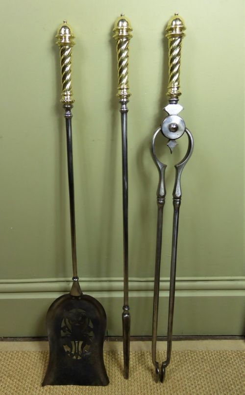Early 19th C Brass & Steel Fire Tools