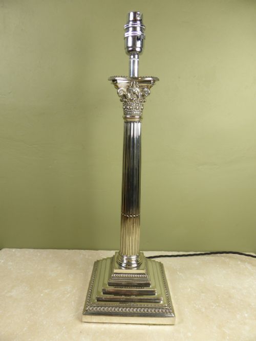 19th C Silverplated Lamp Base