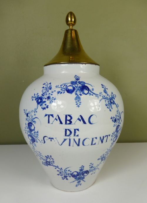 18th C Delft Tobacco Jar