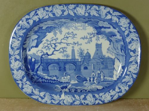 19th C Blue & White Meat Plate