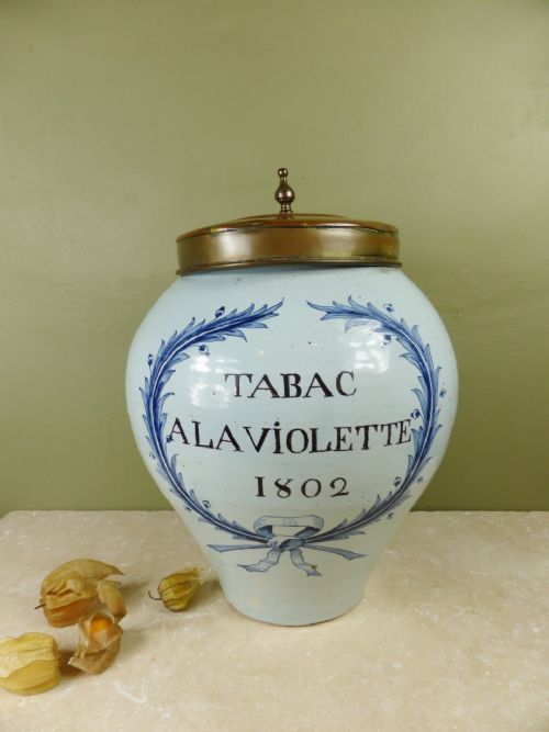Early 19th C Delft Tobacco Jar