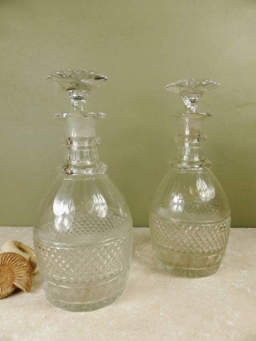 Pair of George III Cut Glass Decanters