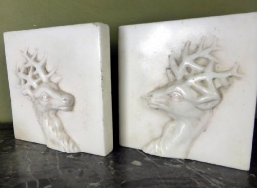 Pair of Early 19th C Marble Stags