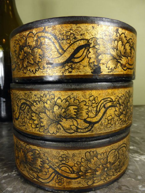 Set of Three Early 19th C Papier Mache Coasters