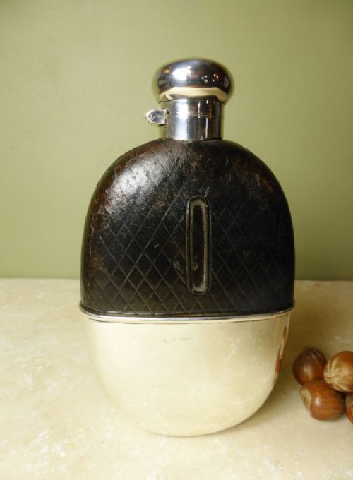 Silver & Leather Hip Flask Chester 1905