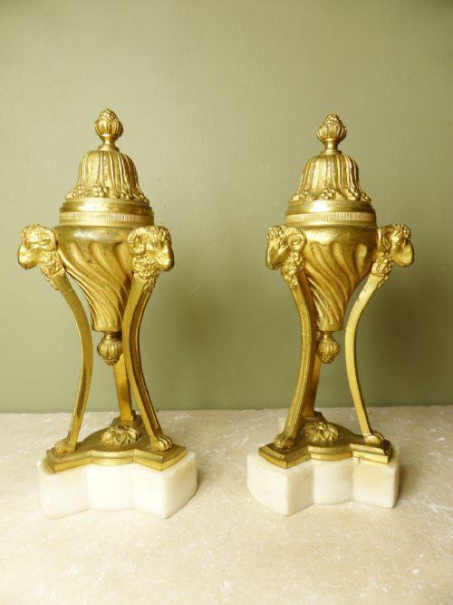 Pair of Ormolu & Marble Cassolettes