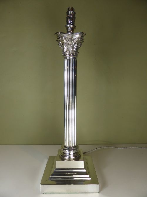 19th C Silver Plated Lamp Base