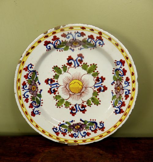 18th C Delft Polychrome Charger