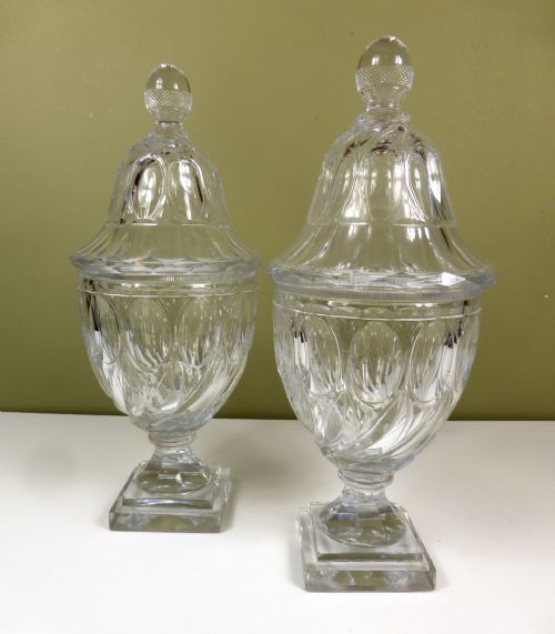 Pair of Regency Glass Vases & Covers