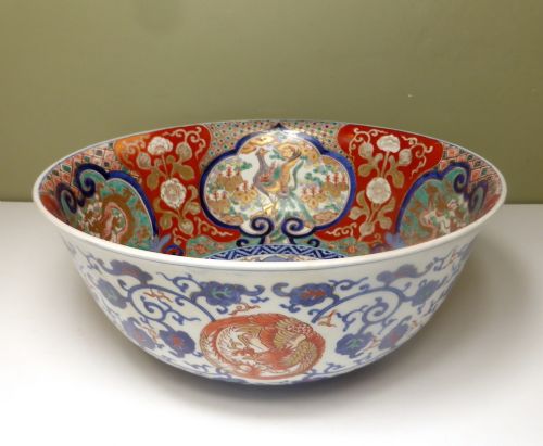 Large 19th C Imari Punch Bowl