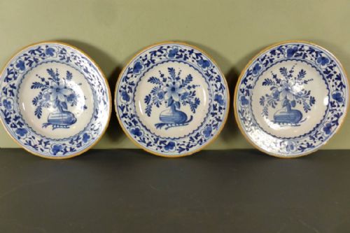Set of Three 18th C Delft Plates