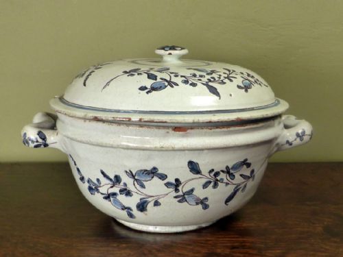 18th C Tin Glazed Tureen
