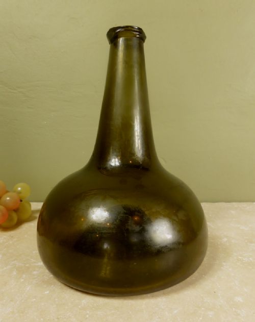 18th C Glass Onion Bottle