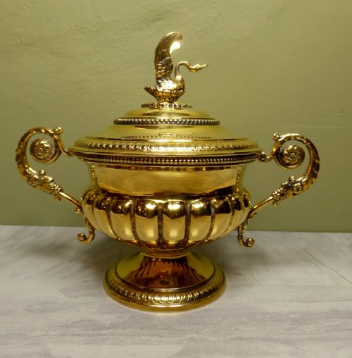 Silver Gilt Bowl with Swan Lid