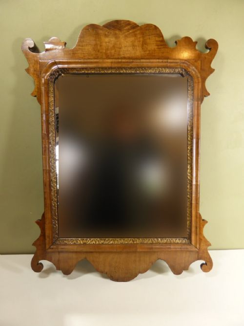 18th C Walnut Fret Cut Mirror