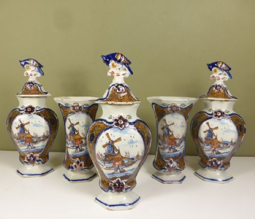 18th C Delft Garniture Set