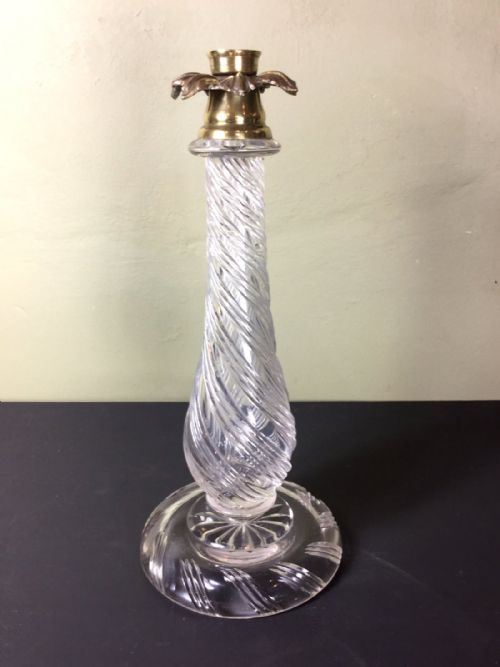 19th C Glass Lamp Base