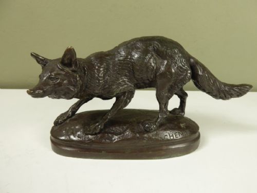 19th C Bronze of a Fox