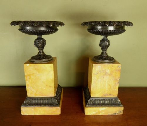 Pair of Regency Marble & Bronze Tazza