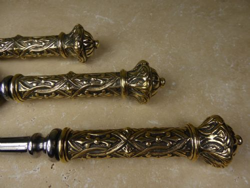 19th C Brass & Steel Fire Tool Set