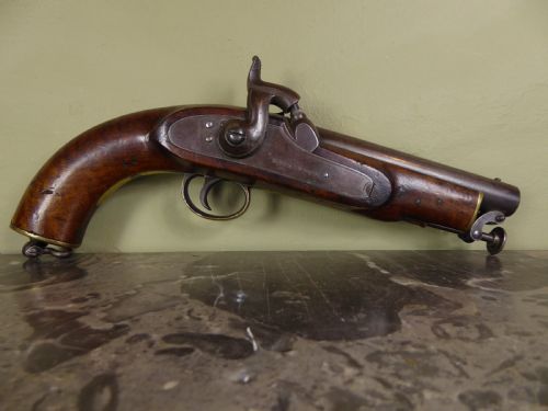 19th C Walnut Stocked Percussion Pistol