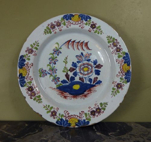 18th C Polychrome Plate